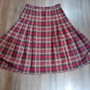 Needs Light Mending - Pendleton Vintage 1990s Pleated Red Wool Skirt Size 12